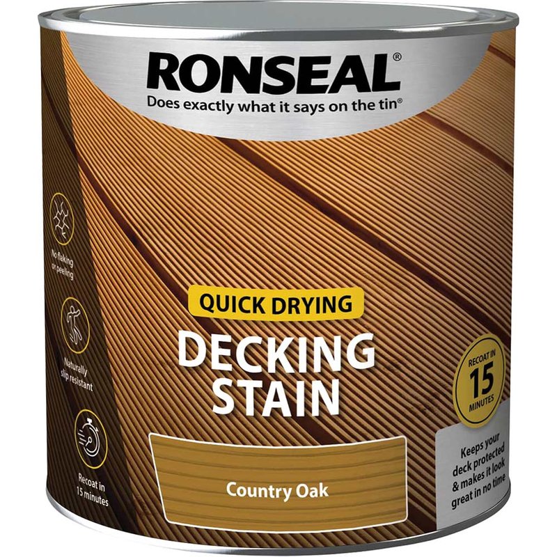 Ronseal Quick Drying Decking Stain Country Oak 2.5 litre 39077