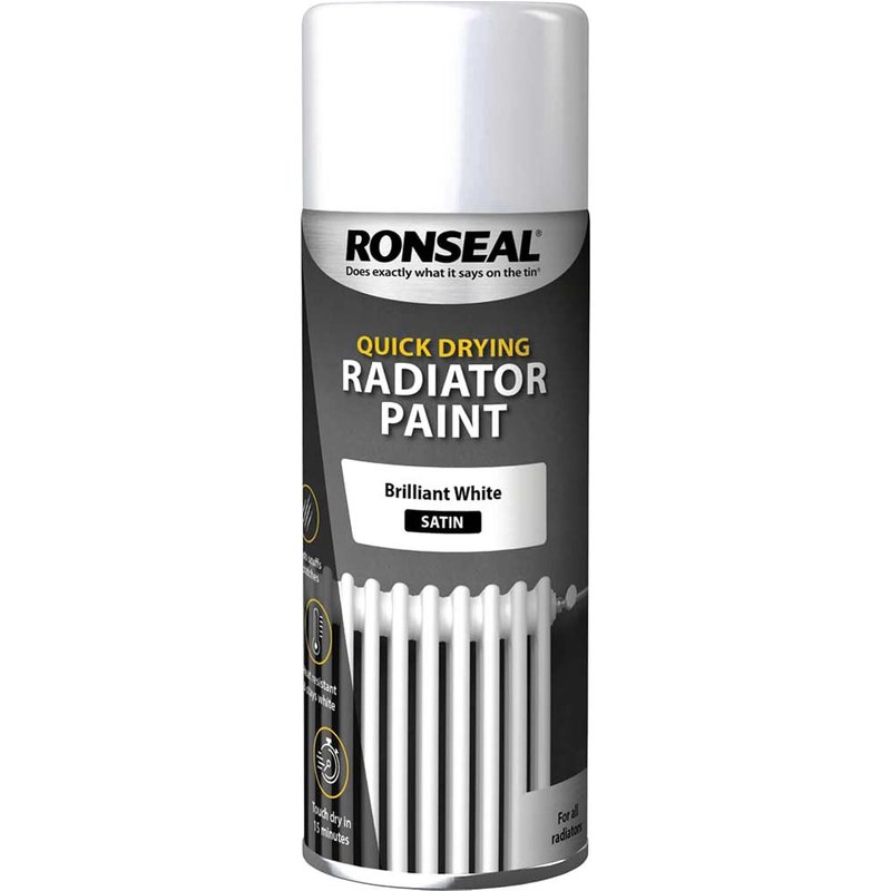 Ronseal One Coat Radiator Spray Paint Satin White 400ml 35093