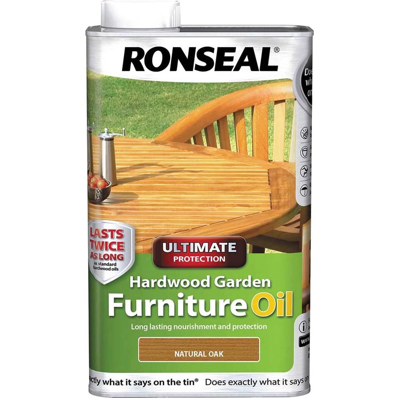 Ronseal Ultimate Protection Hardwood Garden Furniture Oil Natural Oak 1 litre 37357