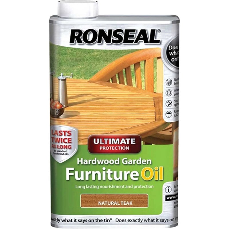 Ronseal Ultimate Protection Hardwood Garden Furniture Oil Natural Teak 1 litre 37358