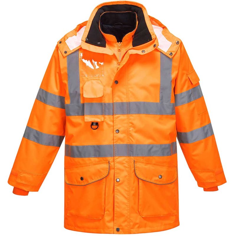 Oxford Weave 300D Class 3 Hi Vis GO/RT 7-in-1 Traffic Jacket Orange L