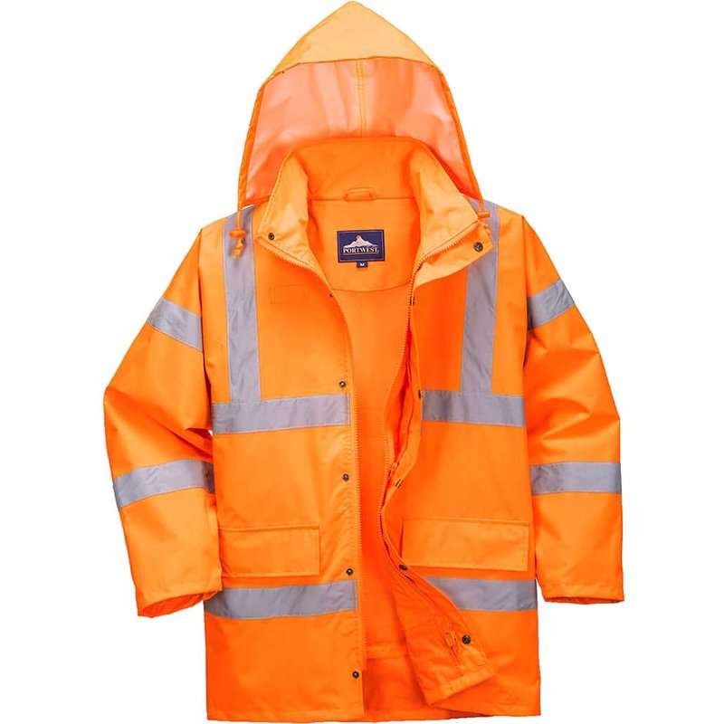Oxford Weave 300D Class 3 Breathable Hi Vis Jacket Orange 2XL