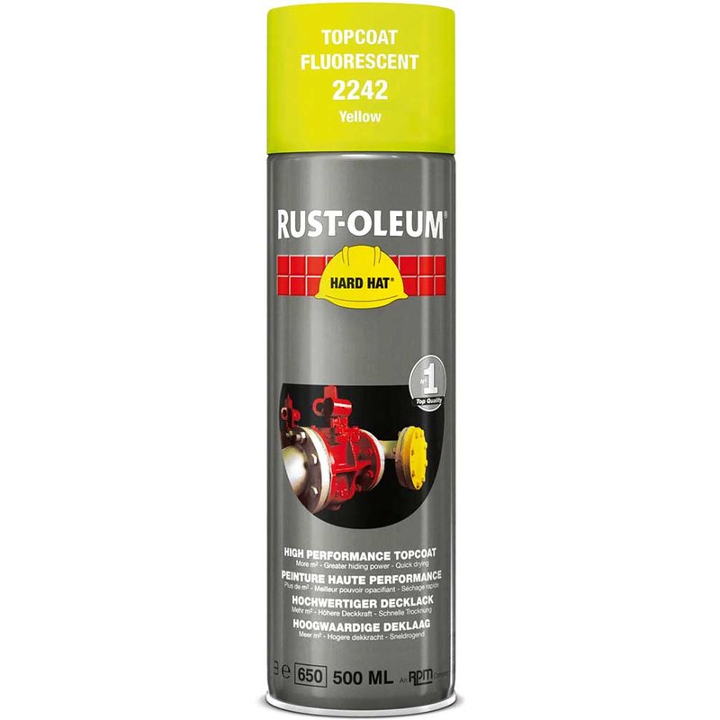 Rust Oleum Hard Hat Fluorescent Spray Paint Yellow 500ml