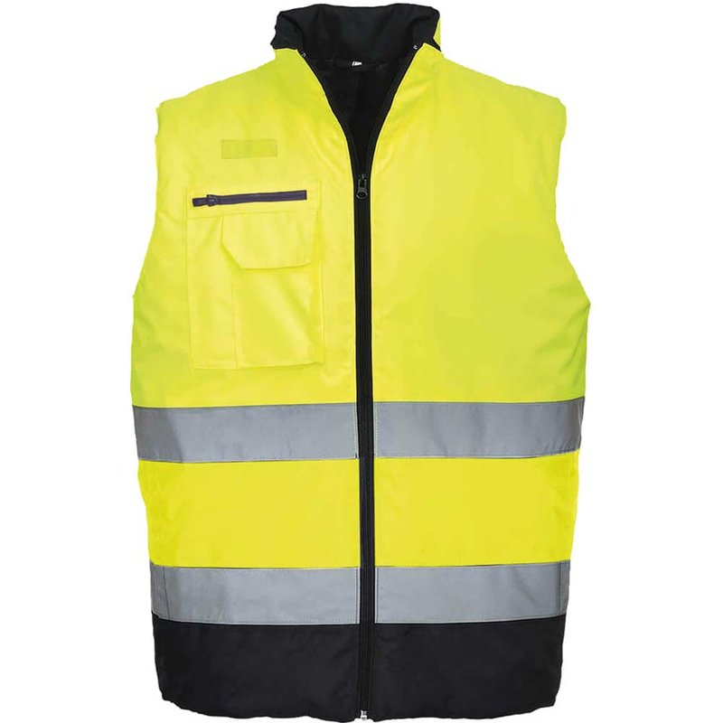 Oxford Weave 300D Class 2 Two Tone Hi Vis Bodywarmer Yellow / Navy S