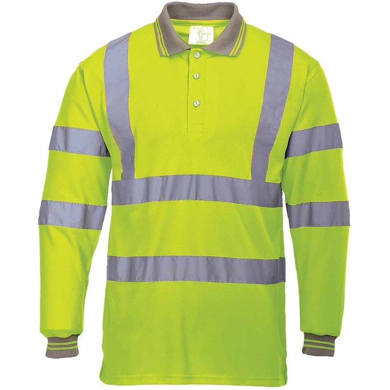 Portwest Hi Vis Polo Long Sleeve Shirt Yellow 3XL