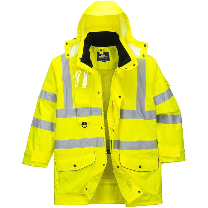 Oxford Weave 300D Class 3 Hi Vis 7-in-1 Traffic Jacket Yellow 3XL
