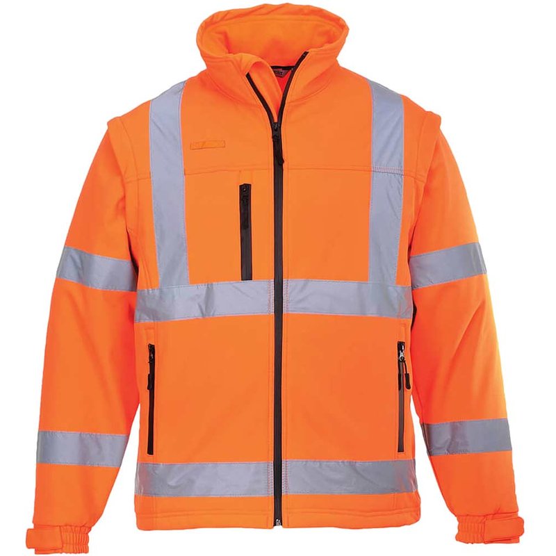 Portwest 2 in 1 Waterproof Hi Vis Softshell Jacket Orange L