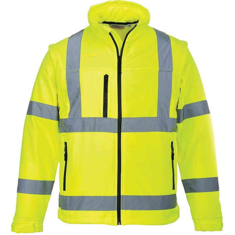 Portwest 2 in 1 Waterproof Hi Vis Softshell Jacket Yellow 2XL