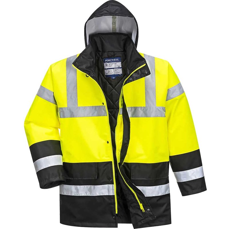Oxford Weave 300D Class 3 Hi Vis Contrast Traffic Jacket Yellow / Black M