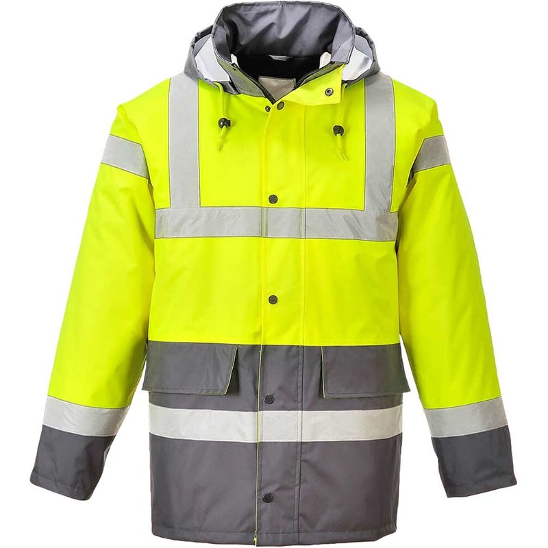 Oxford Weave 300D Class 3 Hi Vis Contrast Traffic Jacket Yellow / Grey 3XL