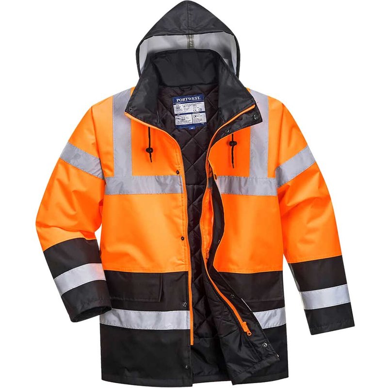 Oxford Weave 300D Class 3 Hi Vis Two Tone Traffic Jacket Orange / Black M