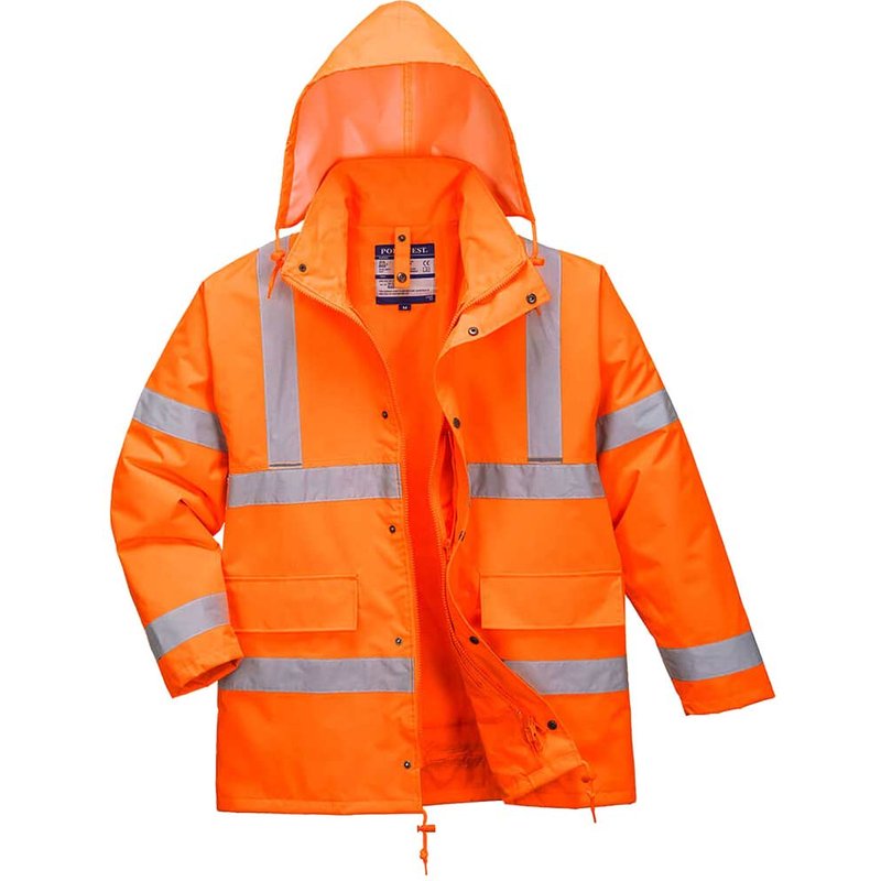Oxford Weave 300D Class 3 Hi Vis 4-in1 Traffic Jacket Orange XS