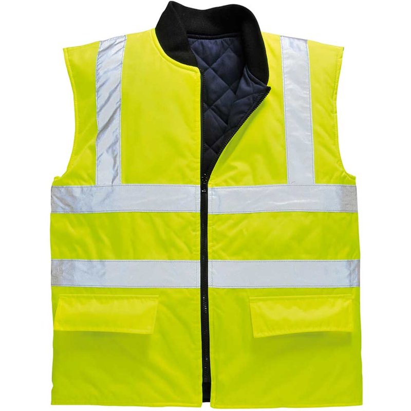 Oxford Weave 300D Class 2 Reversible Hi Vis Bodywarmer Yellow S