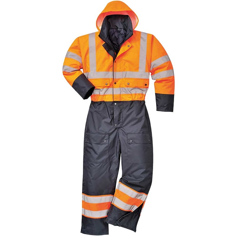 Oxford Weave 300D Class 3 Hi Vis Contrast Overall Orange / Navy 6XL