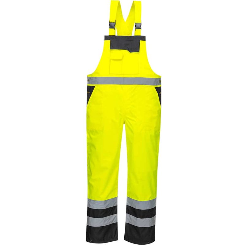 Oxford Weave 300D Class 2 Hi Vis Contrast Bib and Brace Yellow / Black S