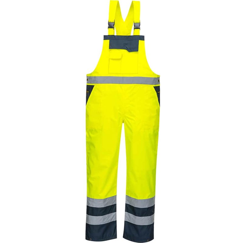 Oxford Weave 300D Class 2 Hi Vis Contrast Bib and Brace Yellow / Navy S
