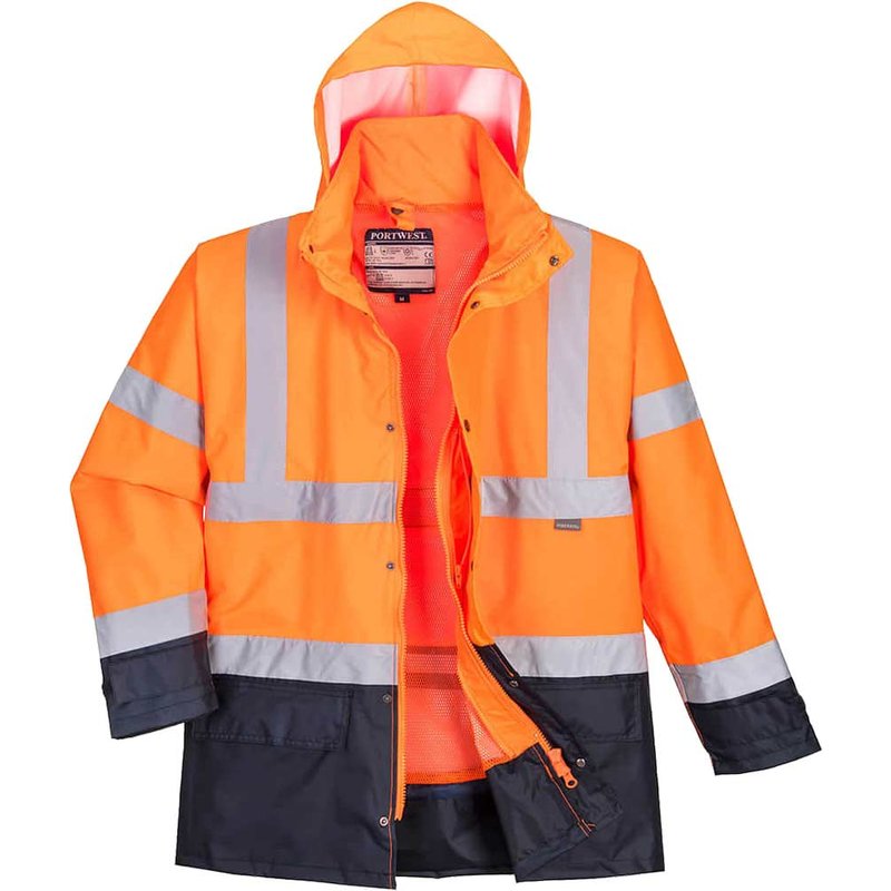 Oxford Weave 300D Class 3 Hi Vis 5-in1 Executive Jacket Orange / Navy 5XL