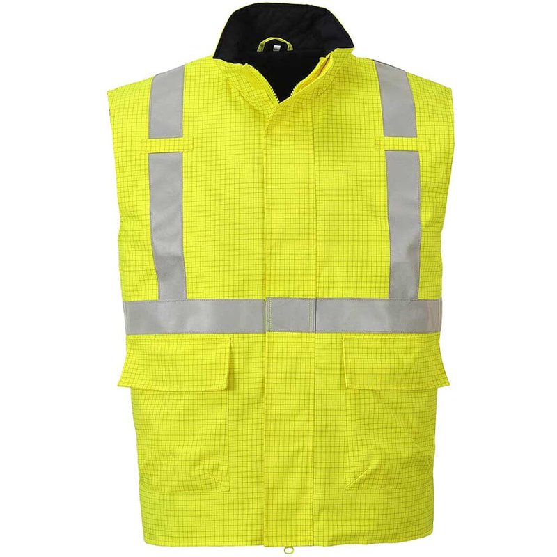 BizFlame Hi Vis Flame Resistant Rain Bodywarmer Yellow XL