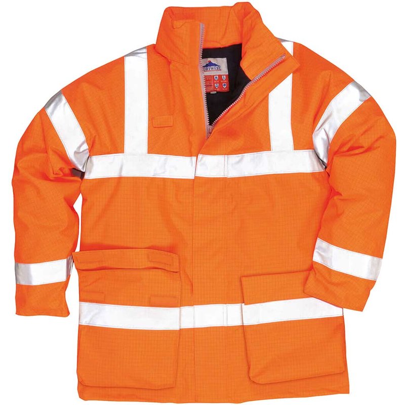 BizFlame Hi Vis Flame Resistant Rain Jacket Orange XL