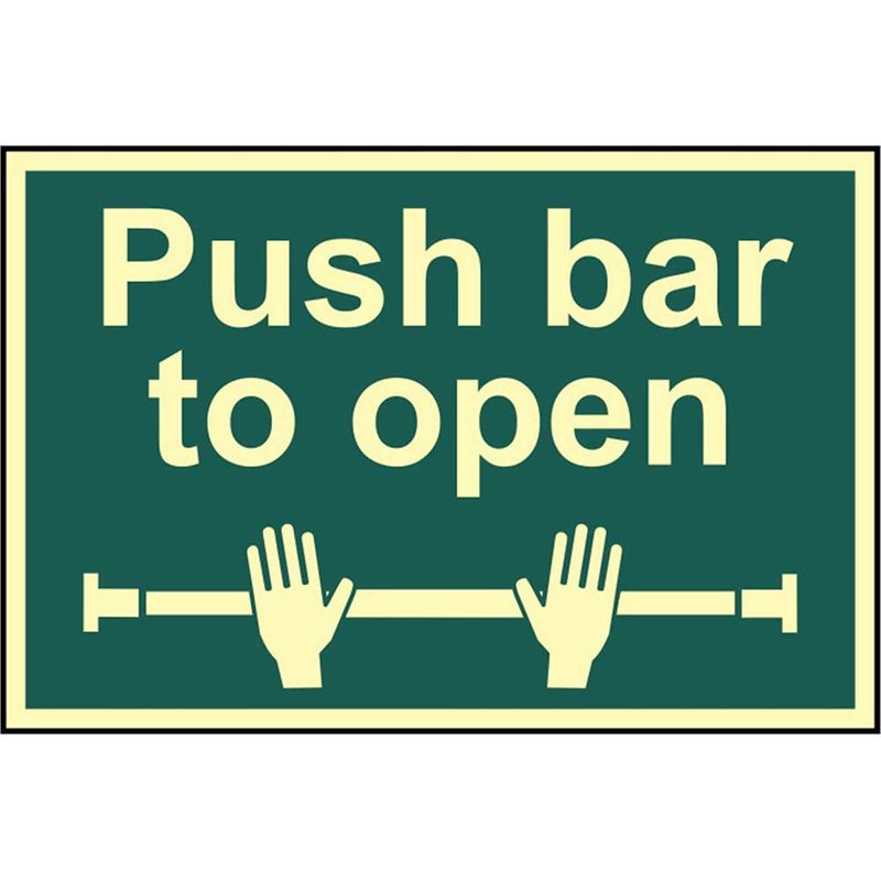 Scan Push Bar To Open - Photoluminescent 300 x 200mm 1584