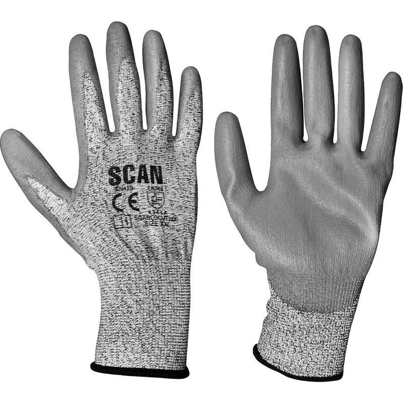 Scan Grey PU Coated Cut 3 Gloves - XXL (Size 11) H3101-3