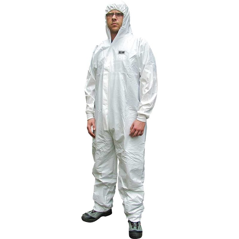 Scan Chemical Splash Resistant Disposable Coverall White Type 5/6 M (36-39in) 2503 MEDIUM
