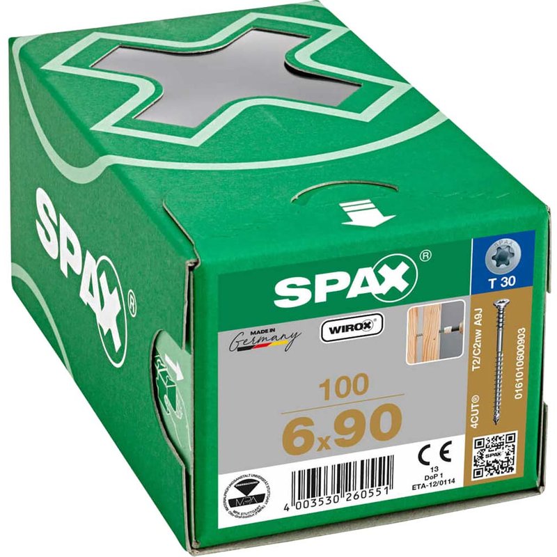 Spax Wirox T Star Plus Flat Frame Adjusting Wood Screws 6mm 90mm Pack of 100