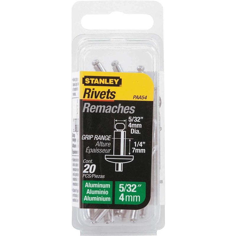 STANLEY® Hand Tools 1-PAA54 Aluminium Rivets Medium 4 x 7mm Pack of 20 1-PAA54T
