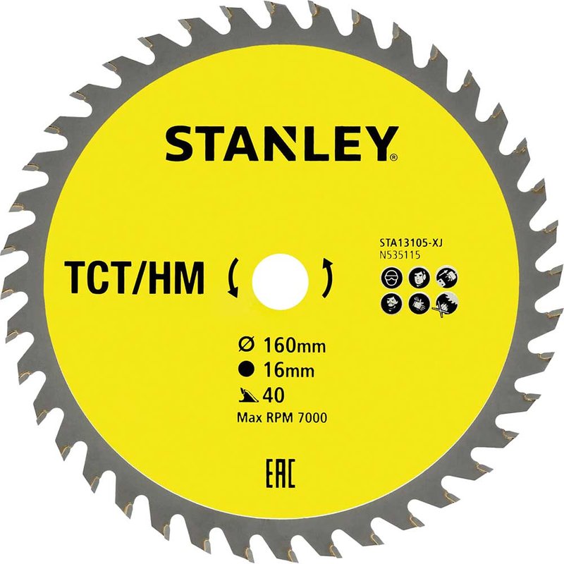 Stanley TCT Circular Saw Blade 160mm 40T 16mm