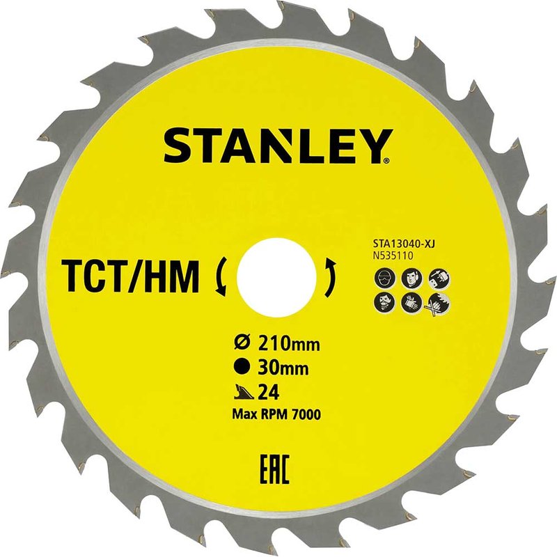 Stanley TCT Circular Saw Blade 210mm 24T 30mm
