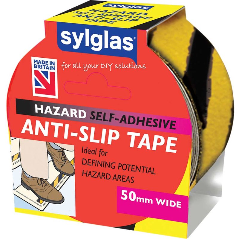 Sylglas Anti-Slip Tape 50mm x 18m Black & Yellow Hazard 8622055