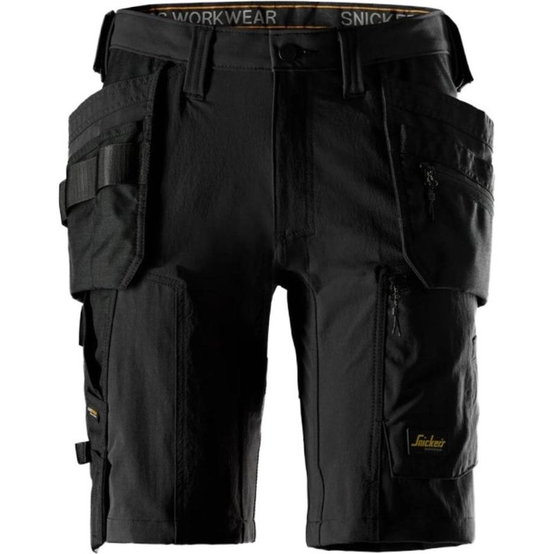 Snickers 6118 Allround Work Stretch Shorts Holster Pockets Black 31"