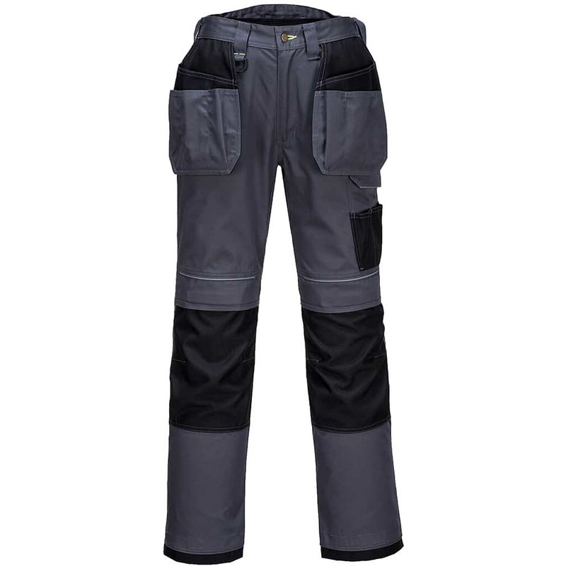 Portwest PW3 Mens Holster Work Trousers Grey / Black 46" 31"