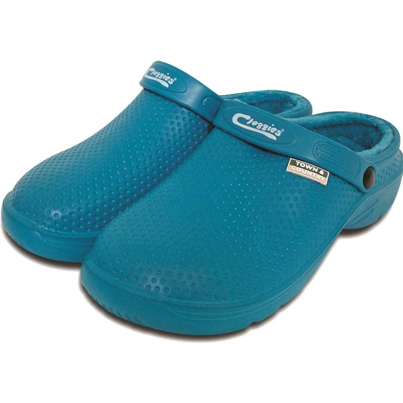 Town and Country Fleecy EVA Cloggies Garden Shoes Teal Size 6