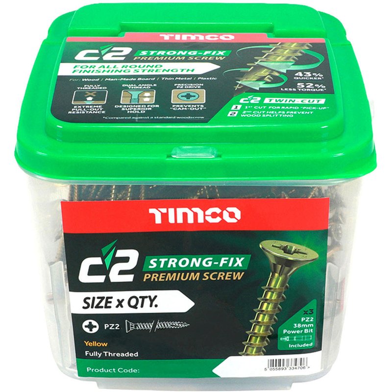 Timco Strong-Fix C2 Countsunk Pozi Wood Screws Handy Tub 4mm 80mm Pack of 400