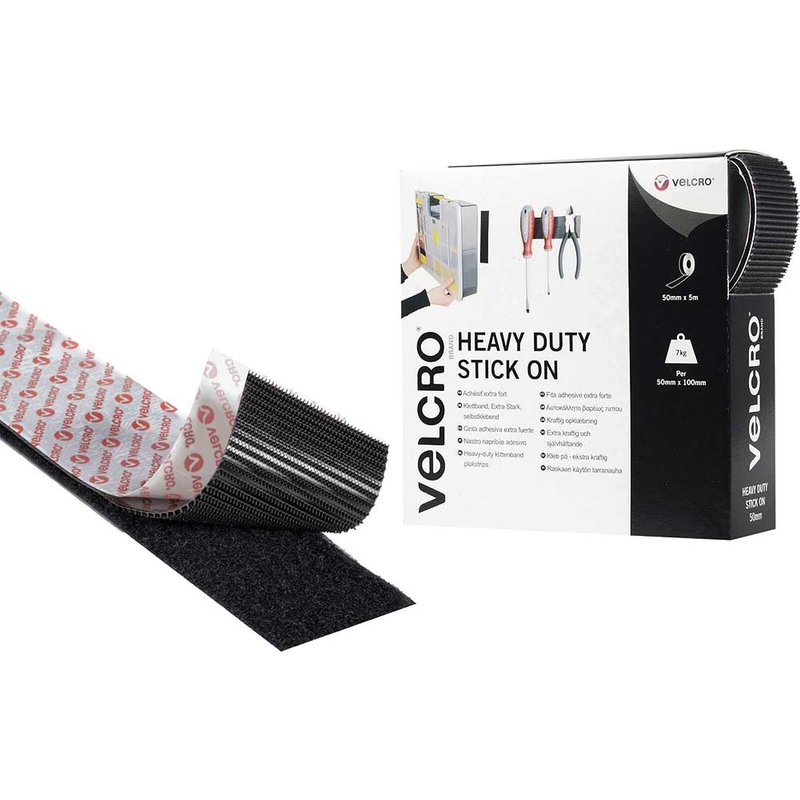 VELCRO® Brand VELCRO® Brand Heavy-Duty Stick On Tape 50mm x 5m Black 60243
