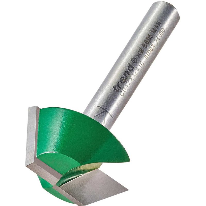 Trend CRAFTPRO Bearing Guided Bevel Trimmer Router Cutter 25.4mm 10mm 1/4"