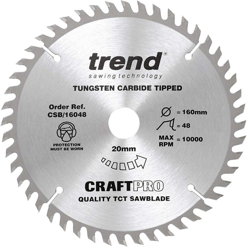 Trend CRAFTPRO Wood Cutting Saw Blade 160mm 48T 20mm