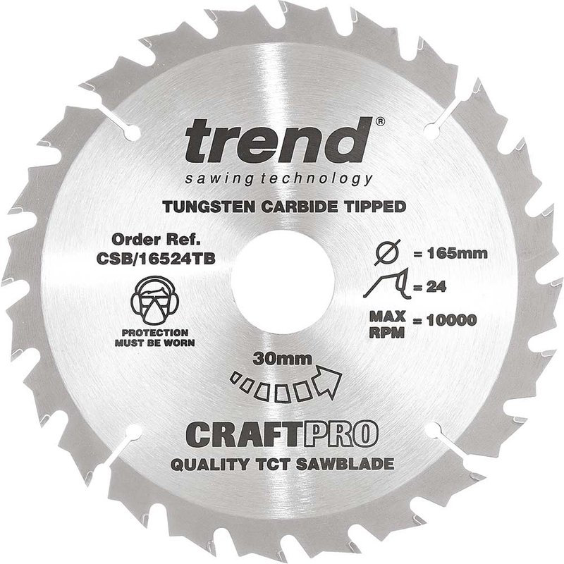 Trend CRAFTPRO Wood Cutting Cordless Saw Blade 165mm 24T 30mm