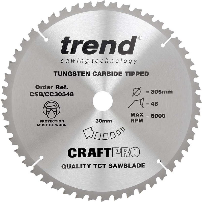 Trend CRAFTPRO Wood Cutting Mitre Saw Blade 305mm 48T 30mm