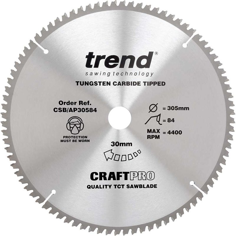 Trend CRAFTPRO Aluminium and Plastic Cutting Saw Blade 305mm 84T 30mm