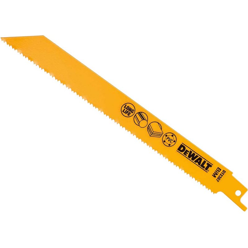 DEWALT Power Tools Bi-Metal Reciprocating Blade for Plastic & Pipes 203mm (Pack 5) DT2387-QZ