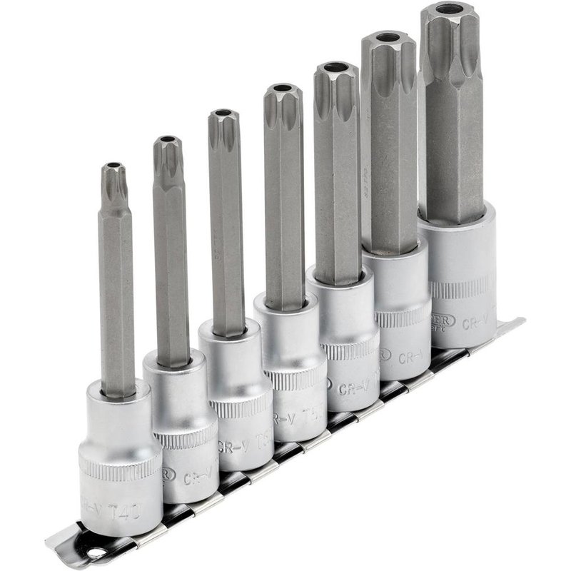 Draper 10 Piece 1/2" Drive Long Security Torx Socket Bit Set 1/2" 100mm