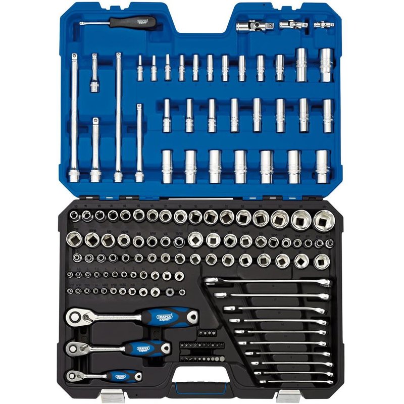 Draper Expert 150 Piece Combination Drive Hex and Bi Hex Socket, Bit and Spanner Set Metric and Imperial Combination