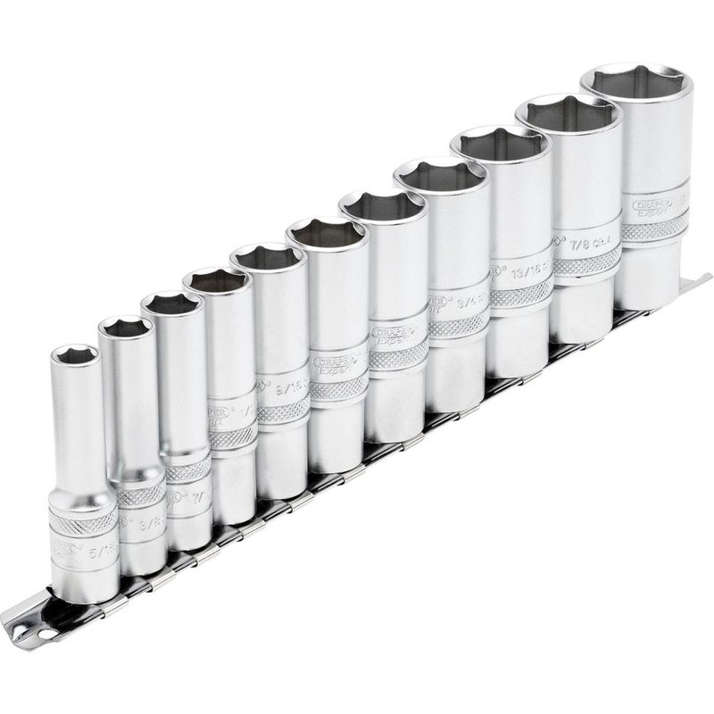Draper Expert 11 Piece 3/8" Drive Deep Hex Socket Set Imperial 3/8"