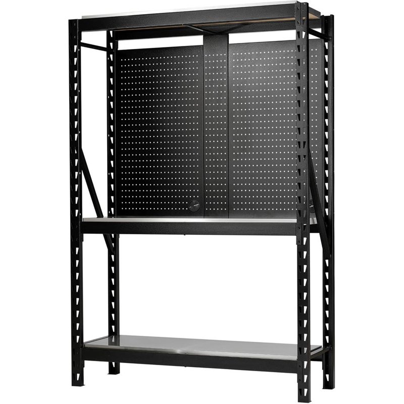 Bunker 17 Piece Modular 3 Tier Stainless Steel Shelf Racking Unit Black