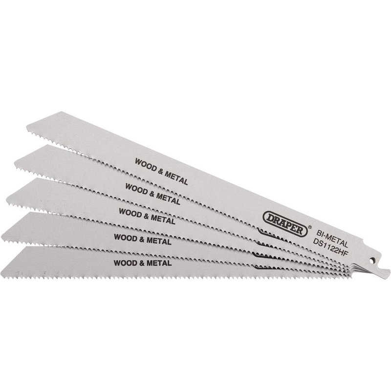 Draper Bi-Metal Multi-Purpose Reciprocating Sabre Saw Blades 225mm Pack of 5