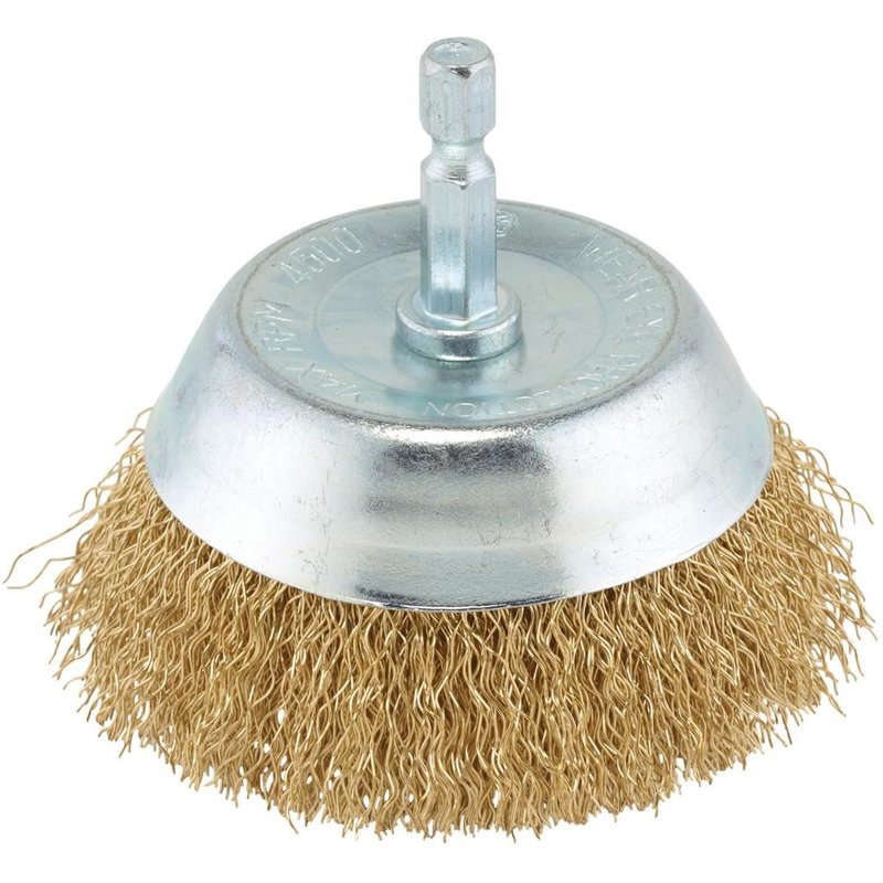 Draper Hollow Cup Brassed Steel Wire Brush 75mm 6mm Shank