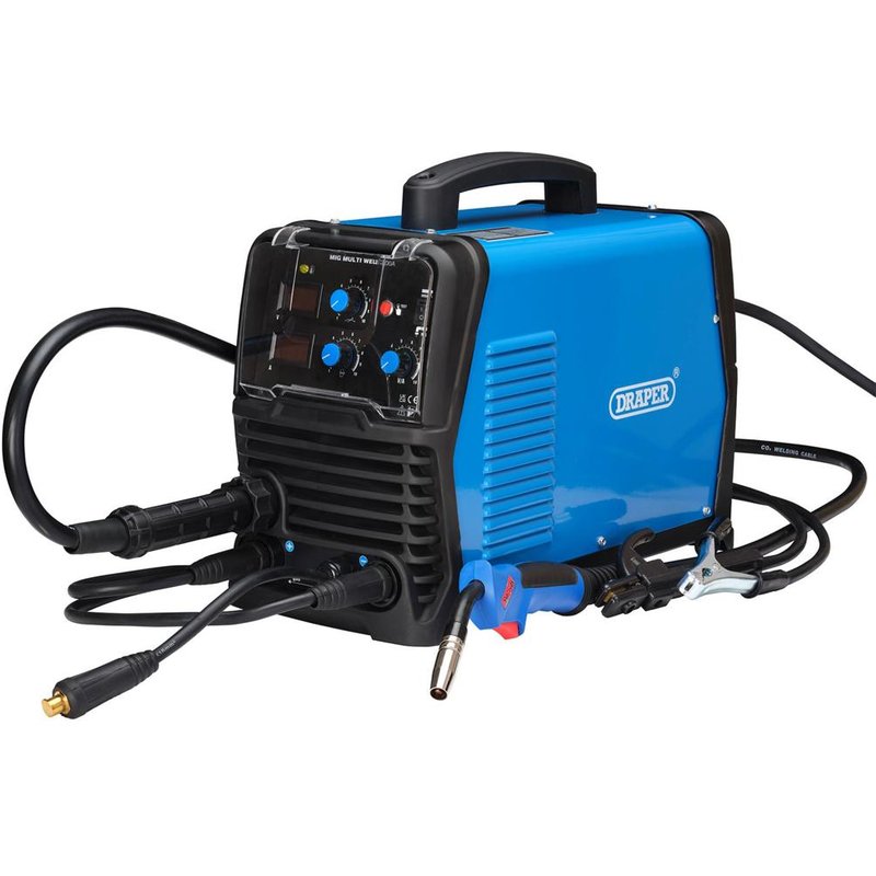 Draper 200A Gas and Gasless MIG Inverter Multi-Welder - Blue, Blue