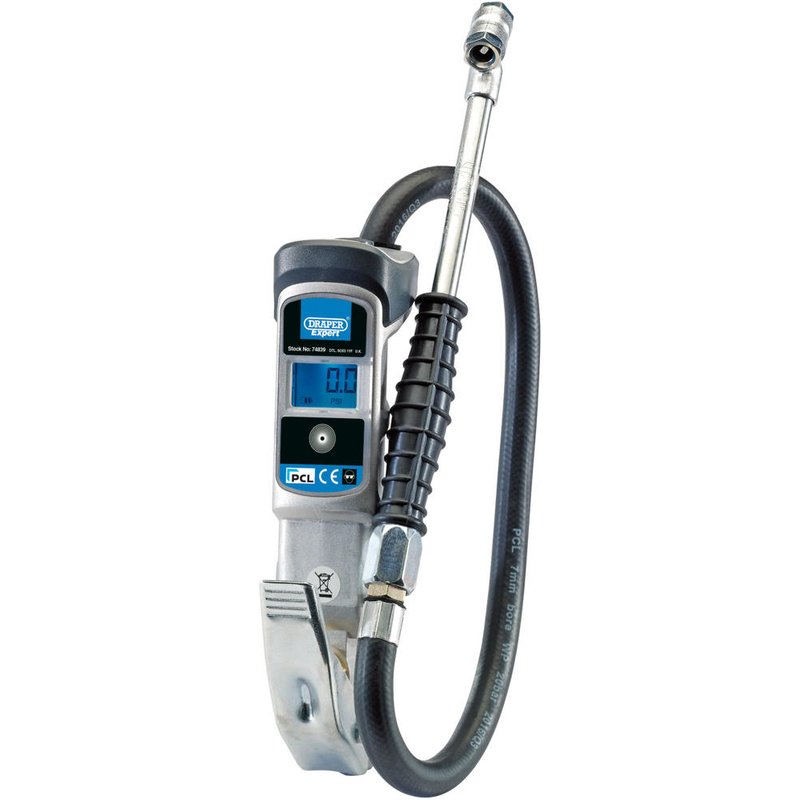 Draper Digital Gauge Air Line Inflator With Twin Connectors